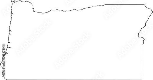 Simple vector outline map of Oregon state boundary, presented as a blank template political silhouette of the Pacific Northwest US state.
