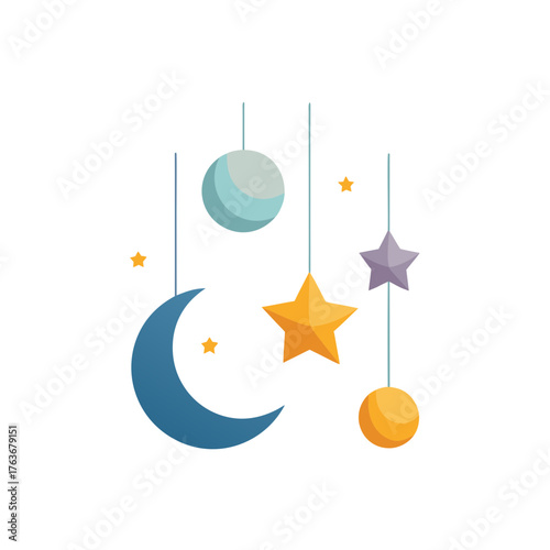 Vector moon and stars mobile illustration scalable graphic icon