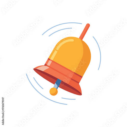Vector illustration of a ringing school bell with motion lines