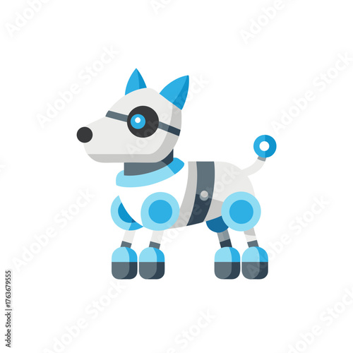 Futuristic toy robot dog with wheels and blinking lights vector illustration