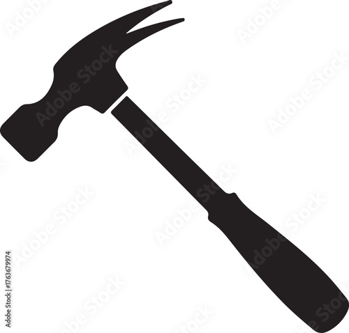 Collection of black silhouettes representing various tools for woodworking handyman tasks and painting