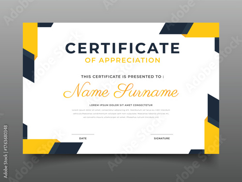 Business certificate template design decorative frame geometric border