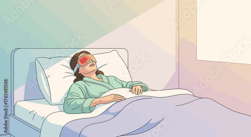 A Woman In Bed Wearing A Sleep Mask, Feeling Relaxed And Ready For Restful Sleep
