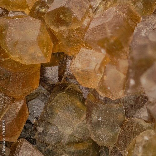 Garnet (andradite, hessanite) crystals. Sinyaya Rechka deposit, Far East, Russia. High magnification microphotograph- photo scale 10X.