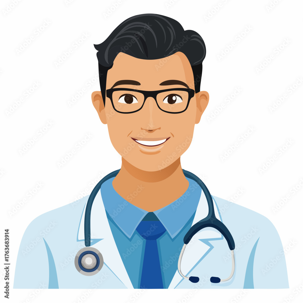 Fototapeta premium Professional doctor portrait with stethoscope isolated on white background
