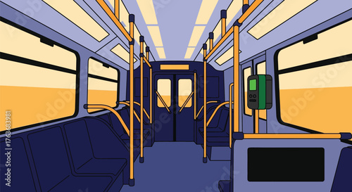 Illustration of empty subway train car interior vector design vector
