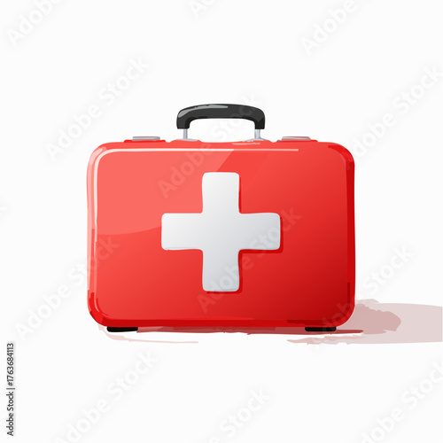 Red first aid kit icon emergency medical supplies illustration