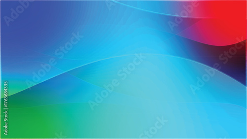 Abstract flowing gradient of blue green and red colors with soft curves