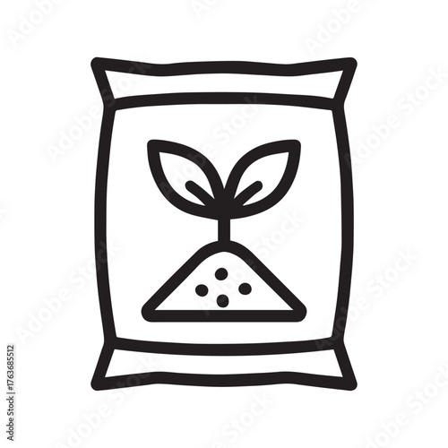 Fertilizer Bag Icon, Organic Farming Supply Outline Vector illustration.