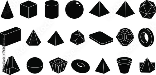 Geometric shapes vector illustration set educational math art vector