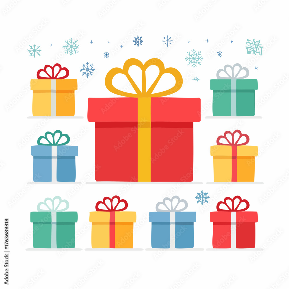 Fototapeta premium Christmas Gift Boxes – Flat Vector Collection