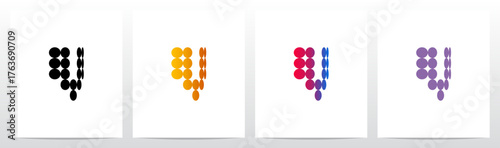 Circles Flat Thinner on Each Row Initial Letter Logo Design V