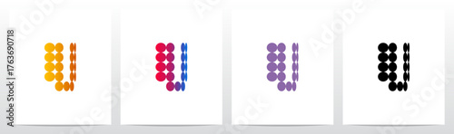 Circles Flat Thinner on Each Row Initial Letter Logo Design U