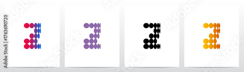 Circles Flat Thinner on Each Row Initial Letter Logo Design Z