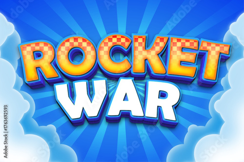 modern 3d text effect with rocket game banner title