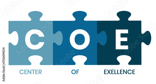 COE - Center of Excellence acronym. business concept background. vector illustration concept with keywords and icons. lettering illustration with icons for web banner, flyer