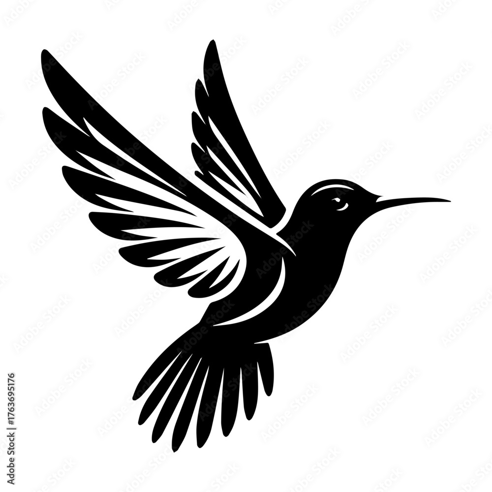 Fototapeta premium Hummingbird in Flight: A Graceful Silhouette Against the Sky.