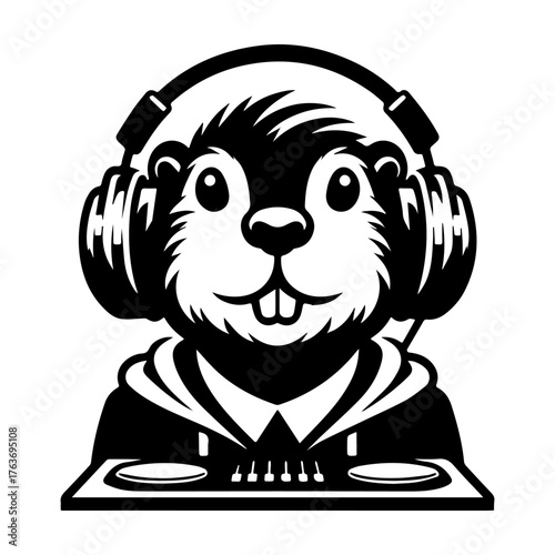 DJ Gopher with Headphones and Controller.