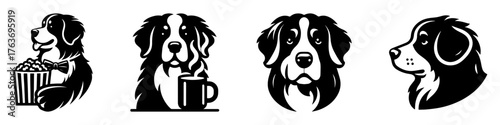Bernese Mountain Dog Silhouettes: A Collection of Artistic Illustrations.