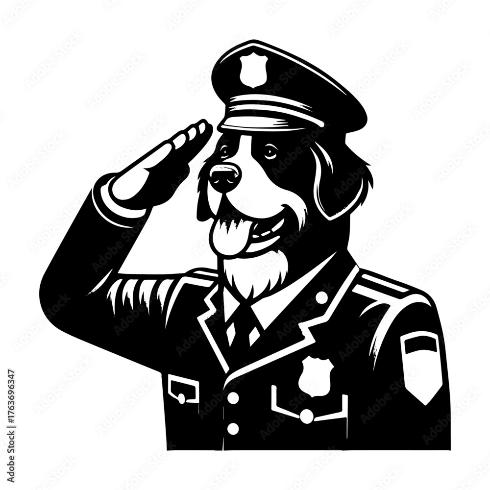 Obraz premium Police Dog Saluting in Uniform: A Loyal and Respectful Canine.