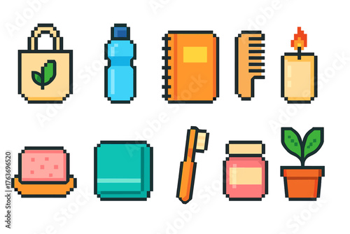 Personal care, hygiene flat icon set. Daily essentials icons flat collection