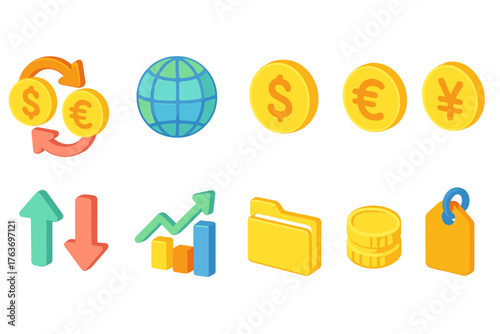 Finance and currency line icon set: money, economy, financial symbols collection