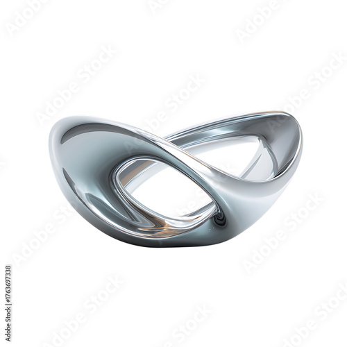 3d abstract shape mobius strip chrome effect isolated futuristic metallic sculpture design