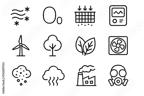 Monitor icon particulate icons meter symbol environment vector breathable cloud gas oxygen