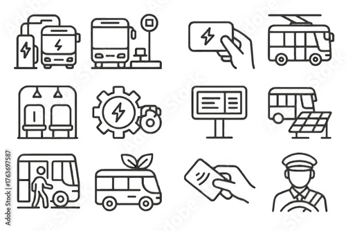 Timetable bus overhead motor icon icons driver vector solar stop electric cables