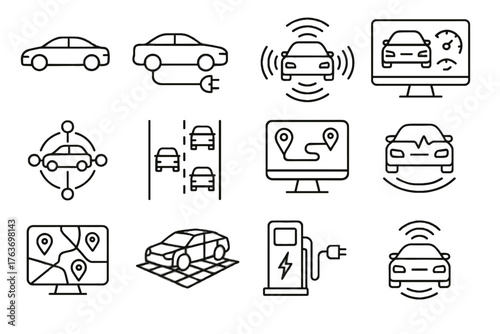 Icon dashboard sensors twin vehicles vector model digital connected charging vehicle mobility
