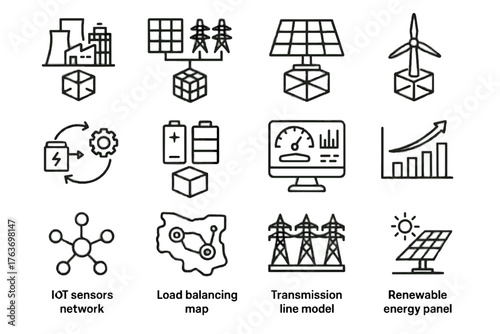 Turbine panel renewable balancing digital transmission energy model twin farm vector storage