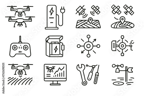 Icon data icons hub landing monitor drone vector agricultural gps screen pads