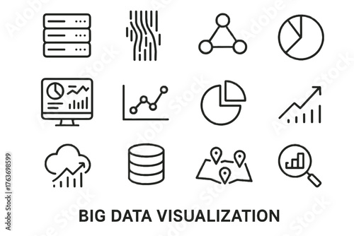 Database arrow data vector dashboard icon pie chart big map trend