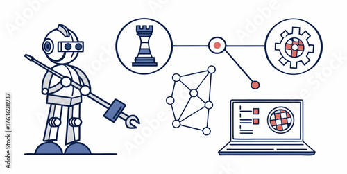 Automation powering smart solutions, robotics revolutionizing strategy and problem solving with digital brainpower