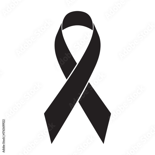 Simple Black Loop Ribbon Graphic Symbol Isolated on White