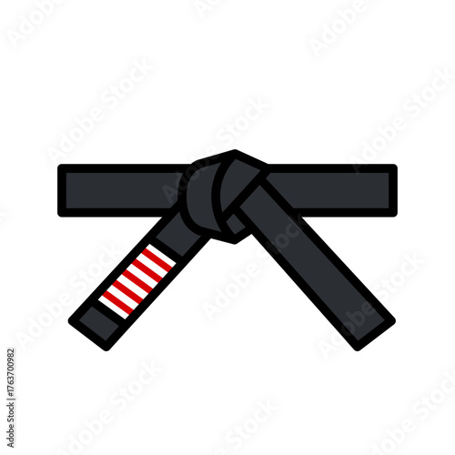 bjj black belt icon. Brazilian Jiu Jitsu belt