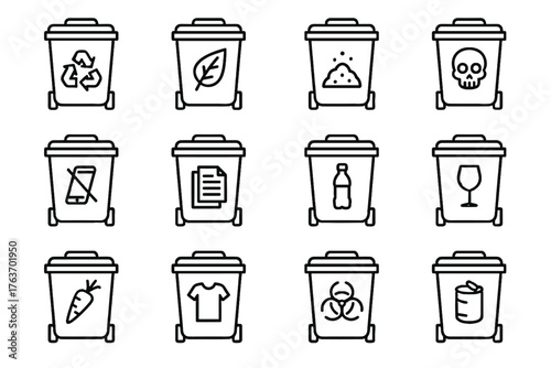 Glass icon waste medical management paper bin compost icons vector landfill electronic