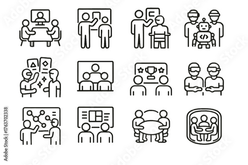 Icon learning interactive board meeting vector shared coding icons tool station project