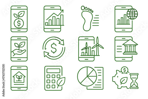 Digital icon analytics footprint bond green finance vector dashboard carbon energy app