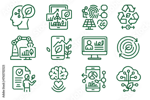 Contract autonomous blockchain icons vector finance impact circular icon green credits ai