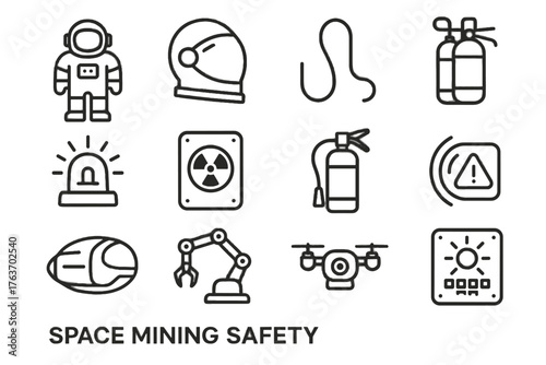 Alarm mining tank safety vector tether icon arm beacon space pod sensor
