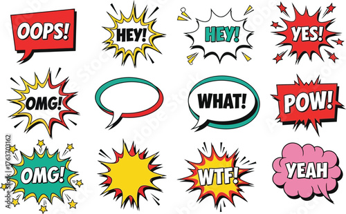 Comic book speech bubbles vector illustration graphic design