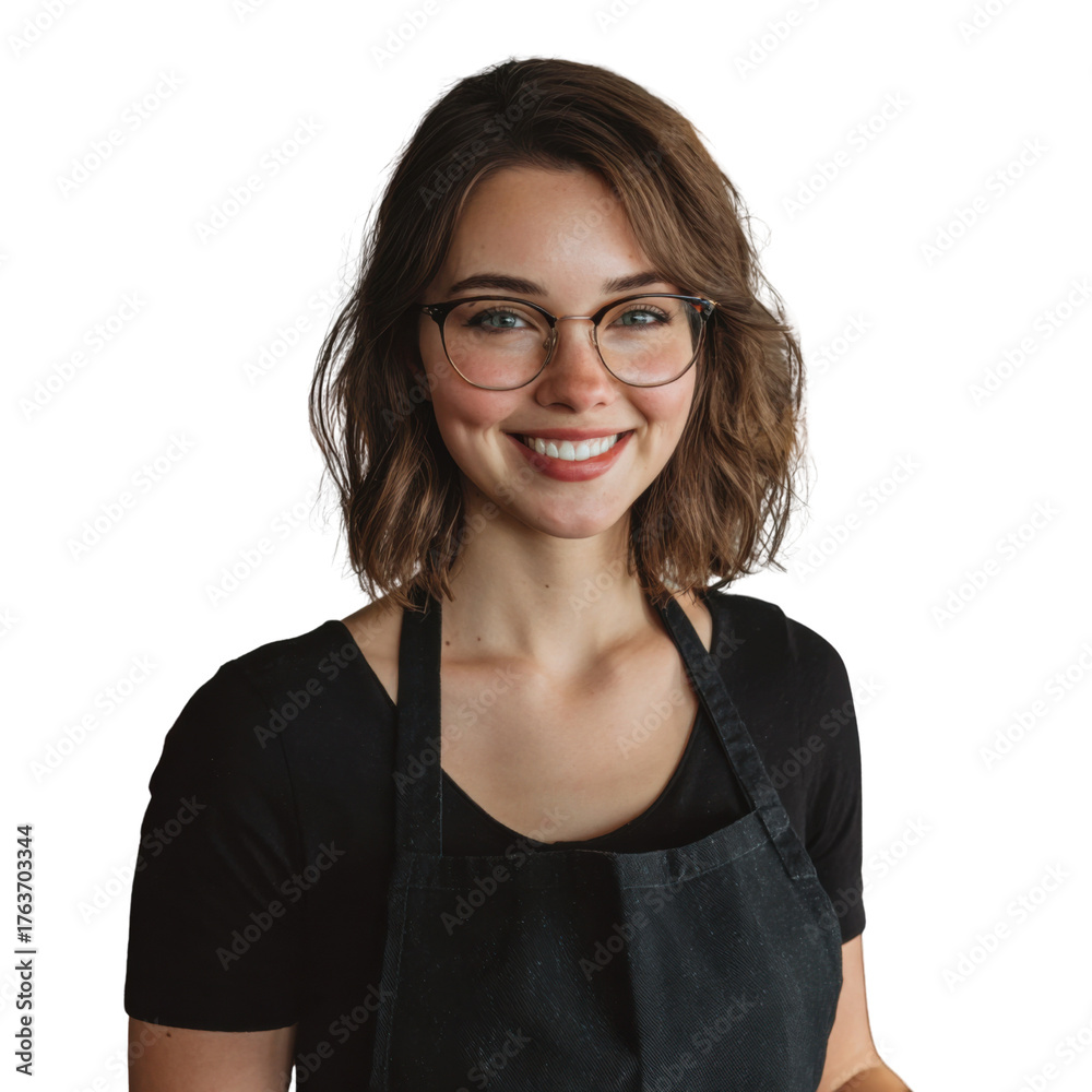 Obraz premium Radiant Smile of a Woman: A captivating young woman, radiates warmth with a genuine smile and a sparkle in her eyes. Her portrait embodies confidence and positivity.
