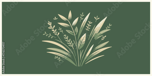 Elegant hand-drawn botanical illustration of wild grasses and leaves, a natural and organic concept