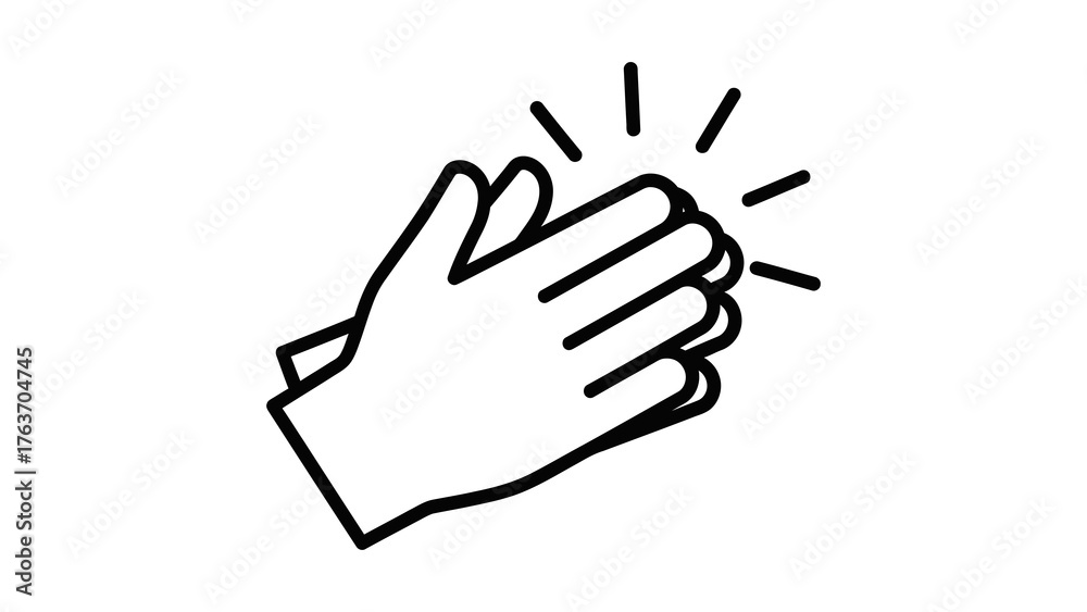 Fototapeta premium Line Art Clapping Hands Icon applause isolated on a transparent background