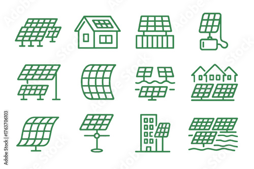 Icon vector desert modern urban solar rooftop module panel farm panels hub