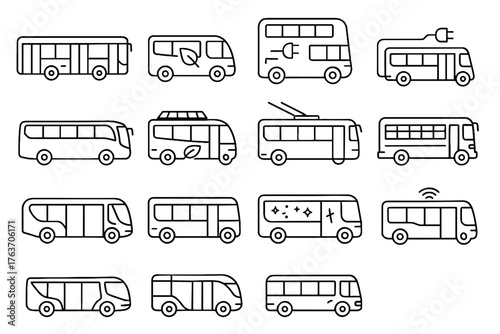 Compact school dock powered sustainable design vector electric bus icon city