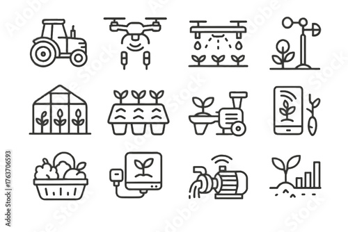 Irrigation crop spreader station icon icons monitor growth tractor smart farming monitoring