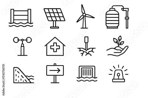 System urban warning icon climate vector flood sign drain storm wind rainwater