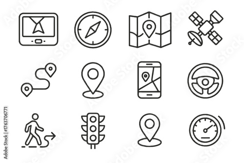 Path location car vector route icons compass icon digital app device navigation